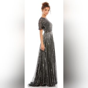 Mac Duggal 4913 A-Line Dress for Evening Classy Short Sleeve Dress Womans Sz 12